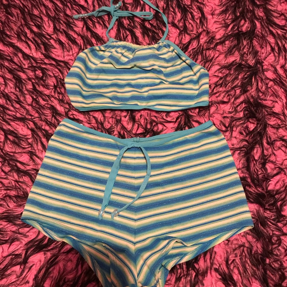 two-piece striped bikini